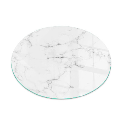 Round glass hearth Marble motif with delicate veins