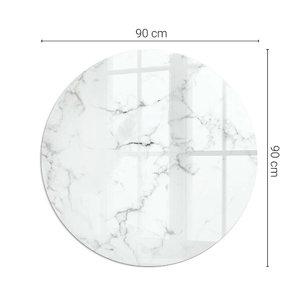 Round glass hearth Marble motif with delicate veins