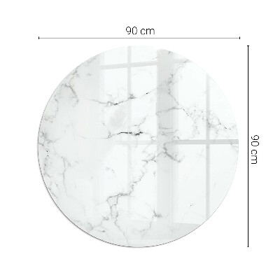 Round glass hearth Marble motif with delicate veins