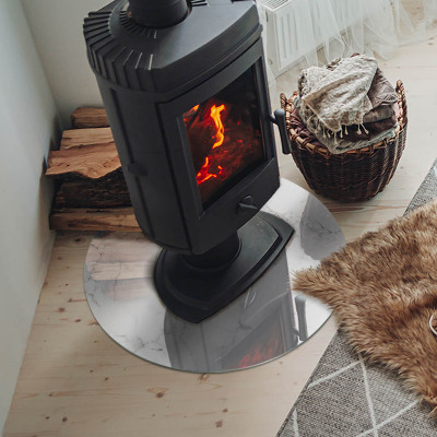 Round glass hearth Marble motif with delicate veins