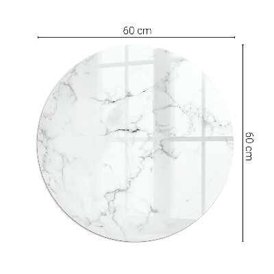 Round glass hearth Marble motif with delicate veins