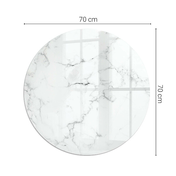Round glass hearth Marble motif with delicate veins