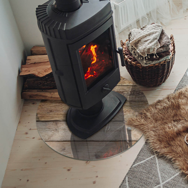 Round tempered glass hearth Natural style boards