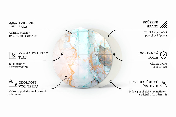 Round tempered glass hearth Natural style boards