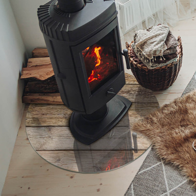 Round tempered glass hearth Natural style boards