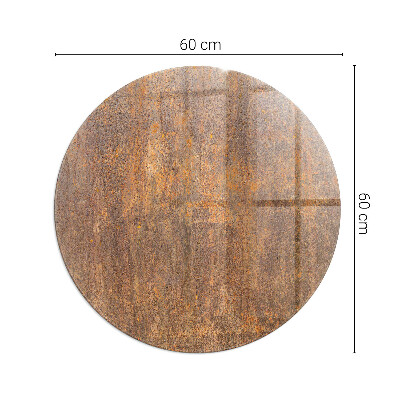 Round tempered glass hearth Rust print on metal surface