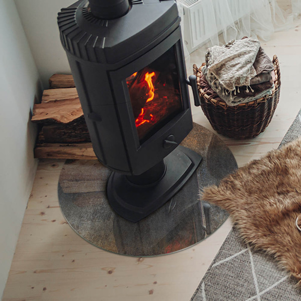 Round glass hearth Abstract pattern with varied textures