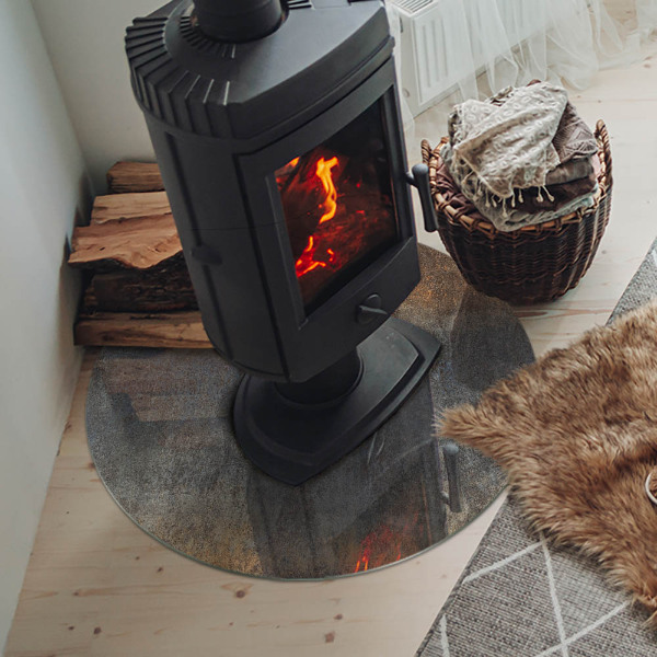 Round glass hearth Abstract pattern with varied textures