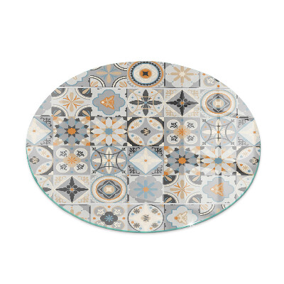 Round tempered glass hearth Mosaic patterns in tiled shapes