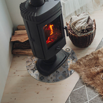 Round tempered glass hearth Mosaic patterns in tiled shapes