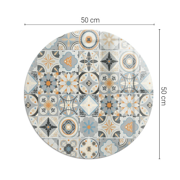 Round tempered glass hearth Mosaic patterns in tiled shapes