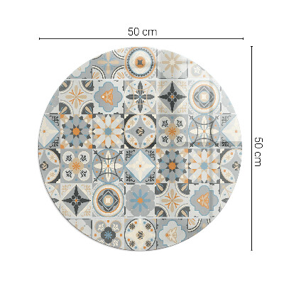 Round tempered glass hearth Mosaic patterns in tiled shapes