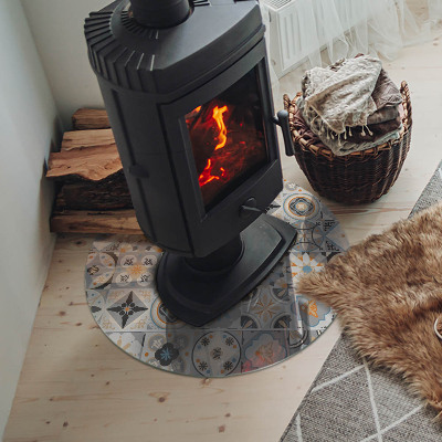 Round tempered glass hearth Mosaic patterns in tiled shapes