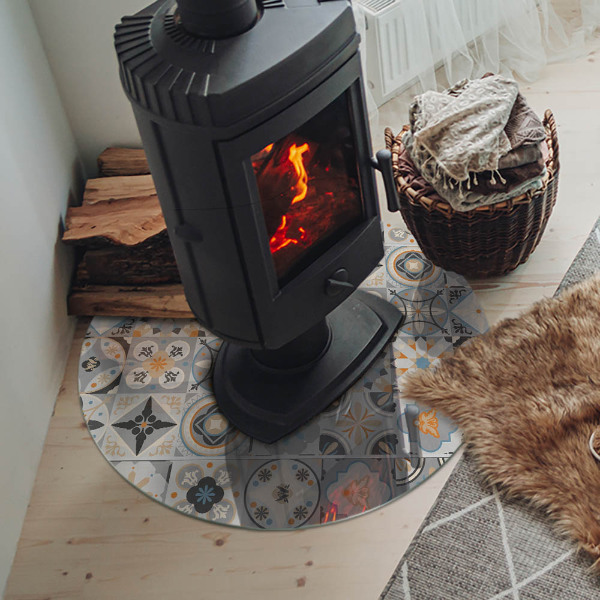 Round tempered glass hearth Mosaic patterns in tiled shapes