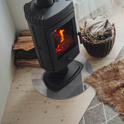 Round glass hearth Concrete texture in a raw style