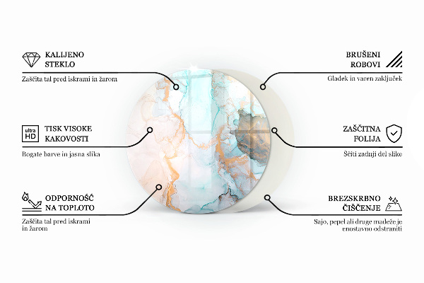 Round glass hearth Concrete texture in a raw style