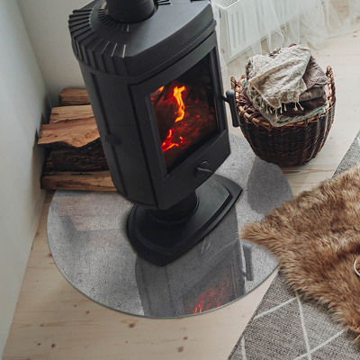 Round glass hearth Concrete texture in a raw style