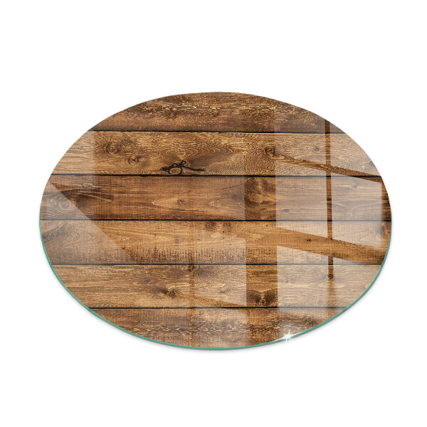 Round tempered glass hearth Natural wood grain