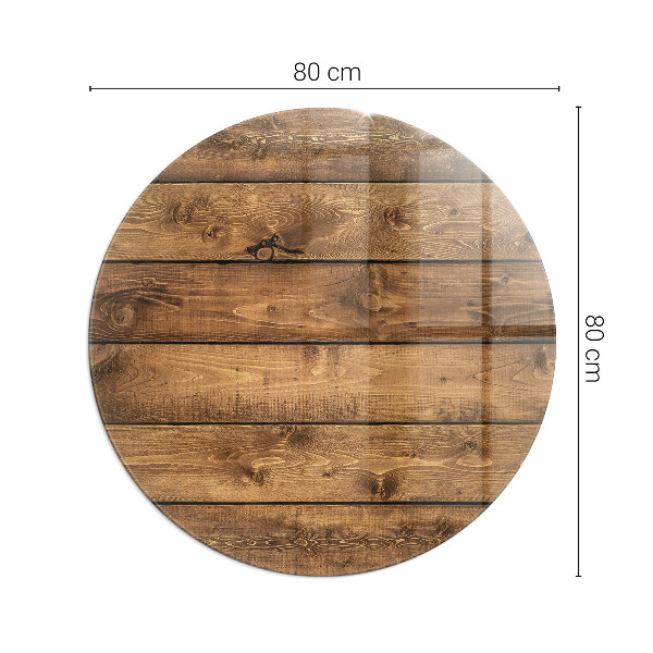 Round tempered glass hearth Natural wood grain