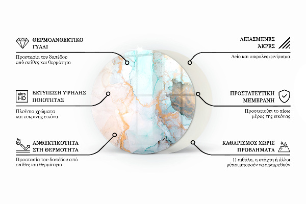 Round tempered glass hearth Natural wood grain