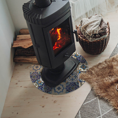 Round glass hearth Mosaic motif with floral accents