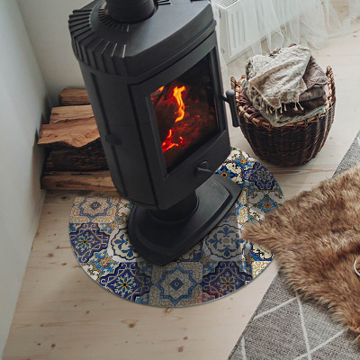 Round glass hearth Mosaic motif with floral accents