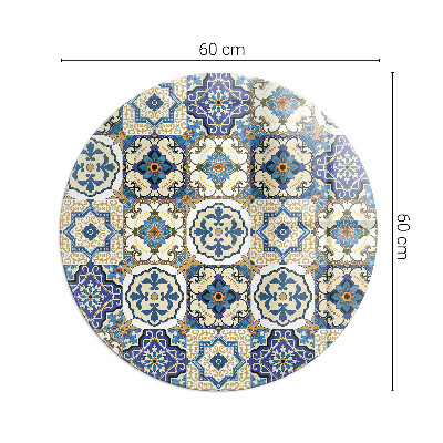 Round glass hearth Mosaic motif with floral accents
