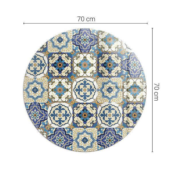 Round glass hearth Mosaic motif with floral accents