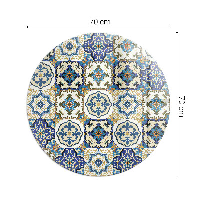Round glass hearth Mosaic motif with floral accents