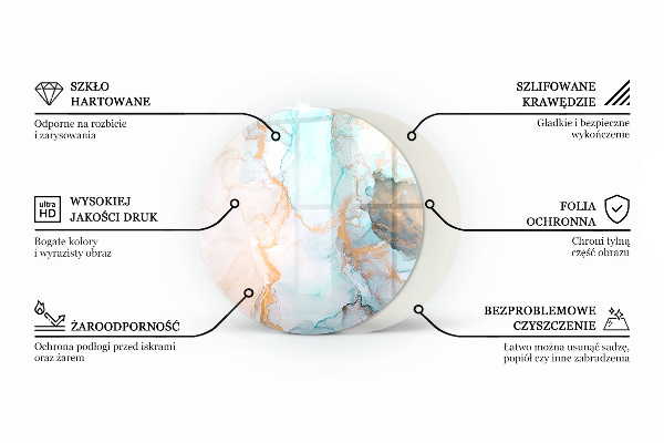 Round glass hearth Delicate leaf patterns