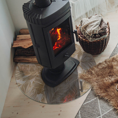 Round glass hearth Delicate leaf patterns