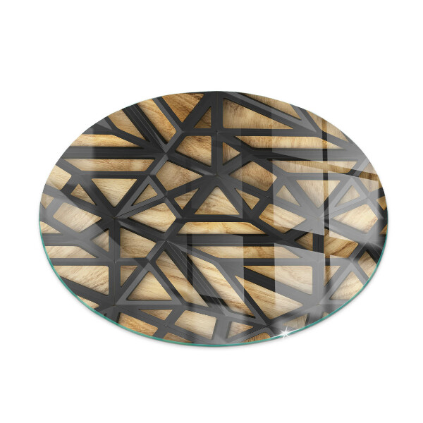Round glass hearth for log burner Modern shapes with a wooden accent