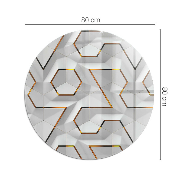 Round glass hearth Pattern of three-dimensional shapes
