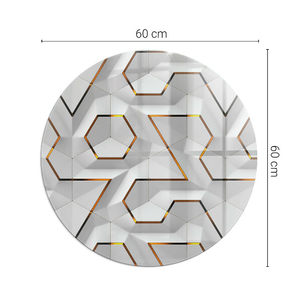 Round glass hearth Pattern of three-dimensional shapes