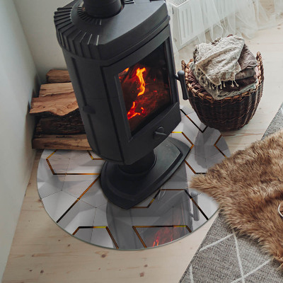 Round glass hearth Pattern of three-dimensional shapes