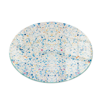 Round glass hearth for log burner Abstract texture motif