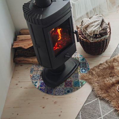 Round tempered glass hearth Mosaic decorative patterns