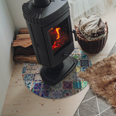 Round tempered glass hearth Mosaic decorative patterns