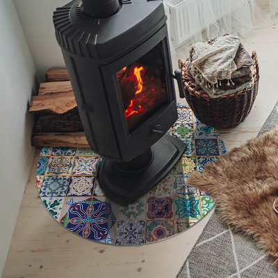 Round tempered glass hearth Mosaic decorative patterns