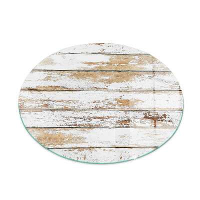 Round tempered glass hearth Rusty wooden board