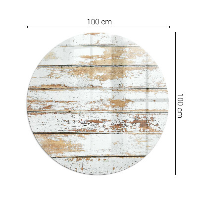 Round tempered glass hearth Rusty wooden board