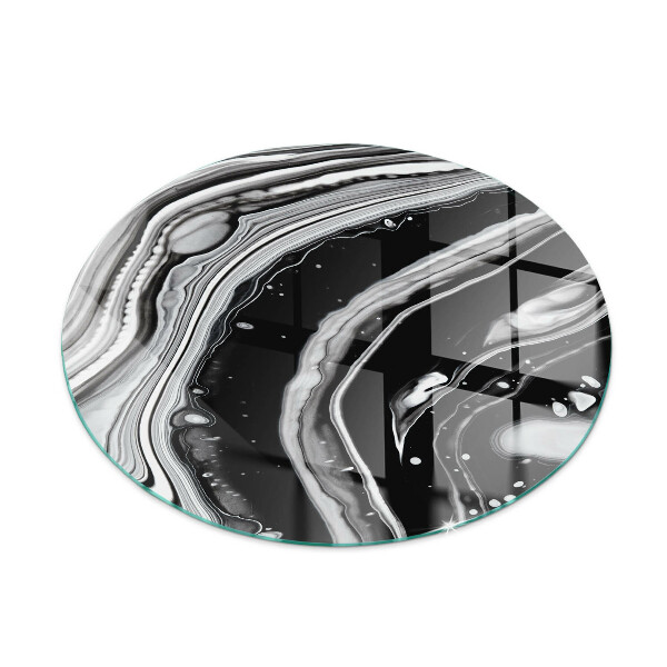 Round tempered glass hearth Abstract wavy and linear patterns