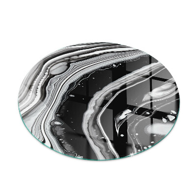Round tempered glass hearth Abstract wavy and linear patterns