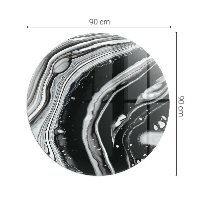 Round tempered glass hearth Abstract wavy and linear patterns