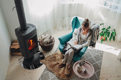 Round tempered glass hearth Abstract wavy and linear patterns