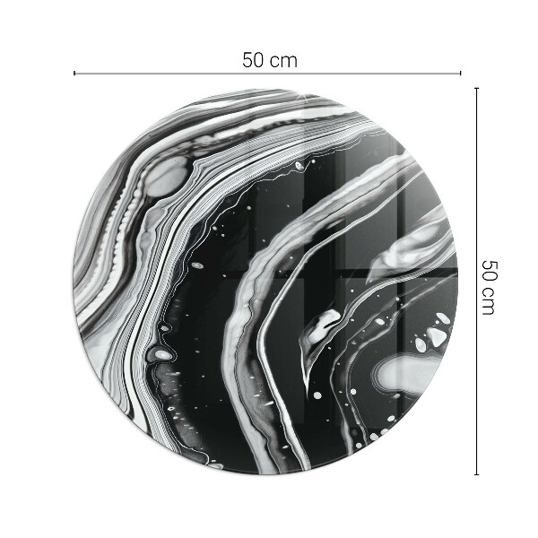 Round tempered glass hearth Abstract wavy and linear patterns