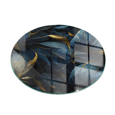 Round glass hearth Stylish leaves in the structure