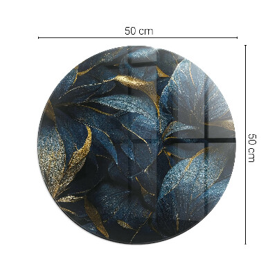 Round glass hearth Stylish leaves in the structure