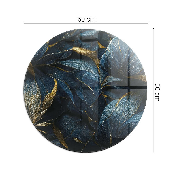 Round glass hearth Stylish leaves in the structure