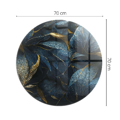 Round glass hearth Stylish leaves in the structure